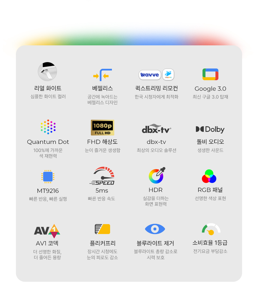 [더함] 스마트 구글 5.0 OS 안드로이드 14 QLED TV 50인치 120Hz 스탠드형 화이트 (G504QW-5.0_ST) 상세 이미지 4