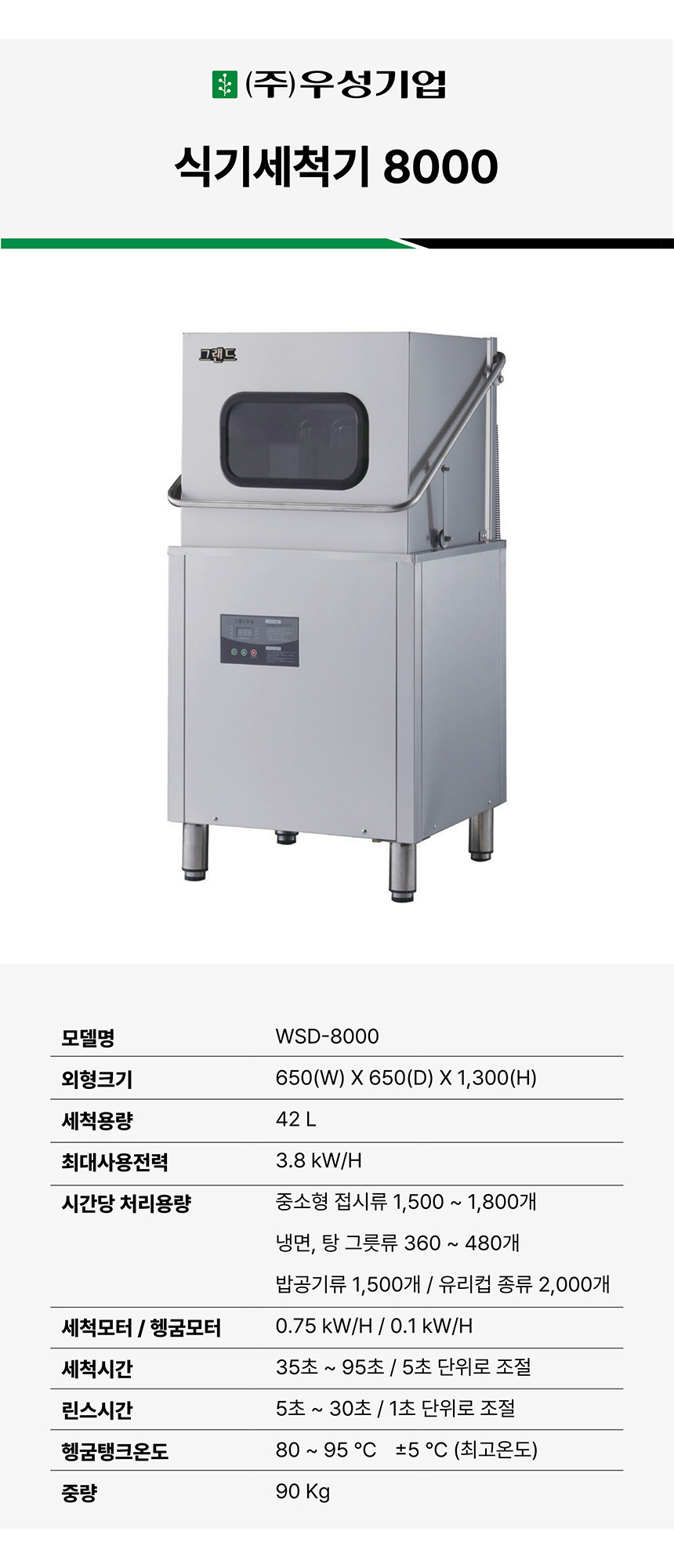 CI_[그랜드우성] 업소용 식기 세척기 온수용 42L (WSD-8000) 상세 이미지 1