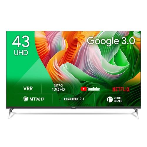 [더함]CHIQ 스마트 구글 5.0 OS _ 안드로이드 14 UHD _ QLED 43인치 (화이트) 베젤+이동형스탠드(G434QW-5.0-삼텐바이미) 상세 이미지 2