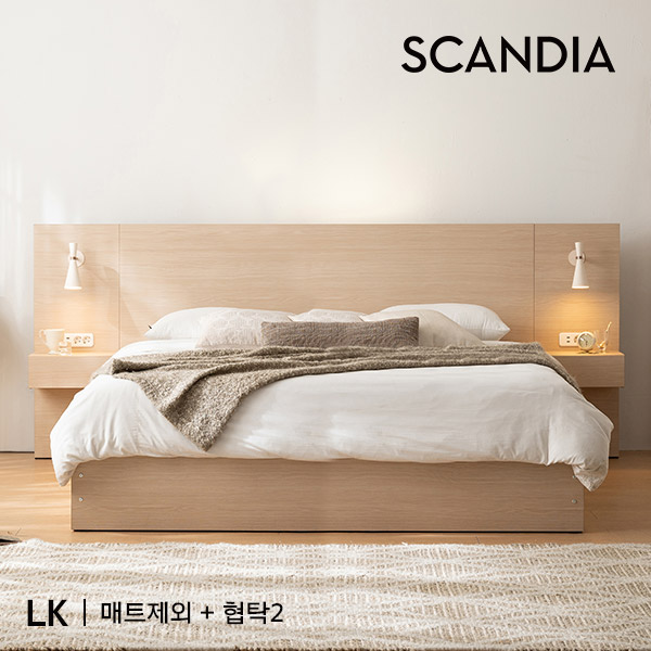 [헨지디자인] 올리브 침대 LK+양쪽협탁 2개+헨지 시그니처 필로우탑 매트리스 Lk 세트 상세 이미지 1