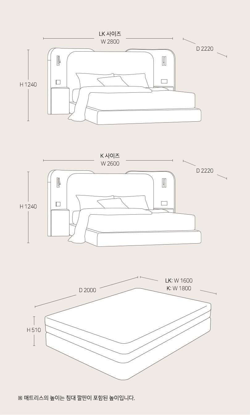 [헨지디자인] 코츠 침대 LK+헨지 하드플러스 매트리스LK 세트 상세 이미지 4