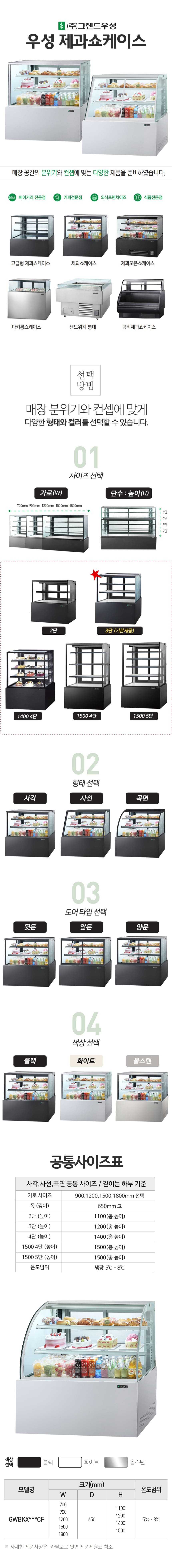 [그랜드우성] 간냉식 제과쇼케이스 900 곡면 뒷문형 3단 (화이트) (36) GWBKXG09CF (W) 상세 이미지 18