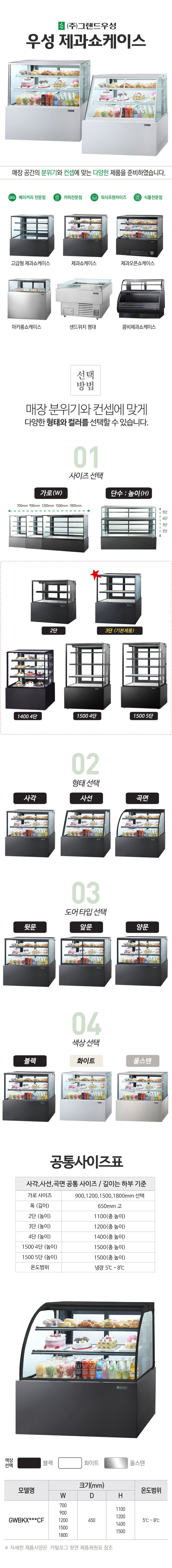 [그랜드우성] 간냉식 제과쇼케이스 900 곡면 뒷문형 3단 (화이트) (36) GWBKXG09CF (W) 상세 이미지 17