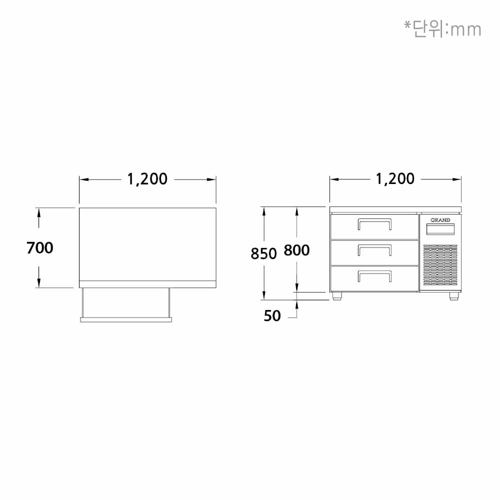 [그랜드우성] 간냉식 높은 서랍 냉장고 270L (폭800) (36) GWFM-120HDT_H8 상세 이미지 4