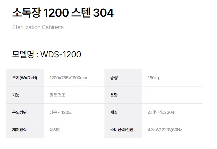 [그랜드우성] 식기소독장 스텐 304-1200 (36) WDS-1200_스텐304 상세 이미지 1