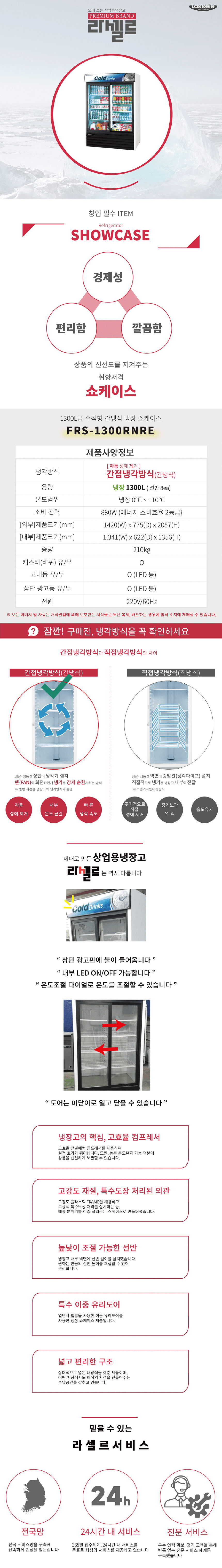 [라셀르] 간냉식 냉장 쇼케이스 1162L급 (36) FRS-1300RNRE 상세 이미지 4