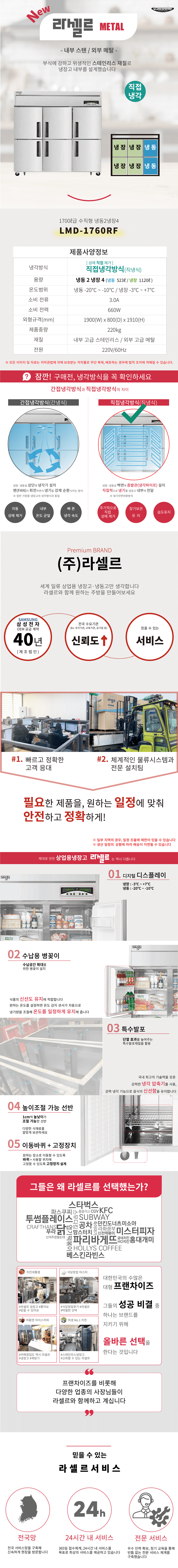 [라셀르] 직냉식 냉장고+냉동고 1685L급 (36) LMD-1760RF 상세 이미지 1