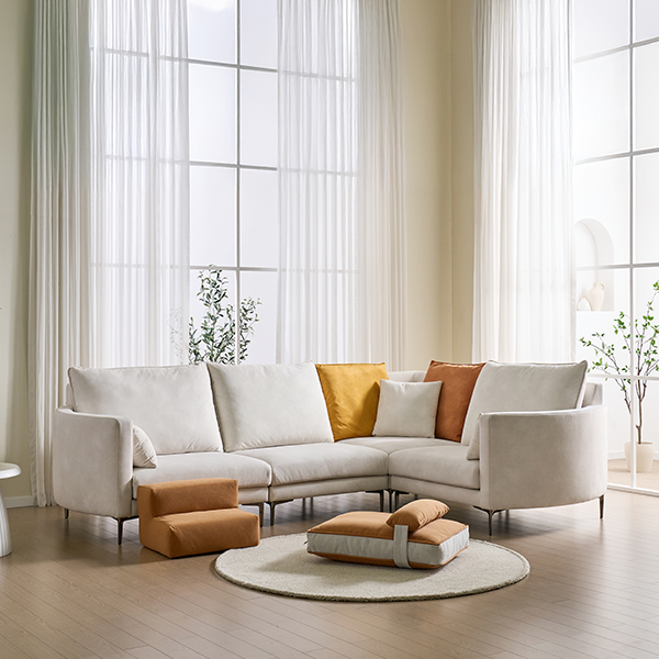 [헨지디자인] 레오 4인 코너형 소파 (펫 베드+펫 스텝퍼 SET)