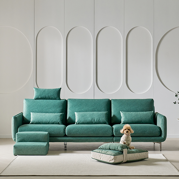 [헨지디자인] 애플 4인용 소파 (헤드쿠션+펫 베드+펫 스텝퍼 SET)