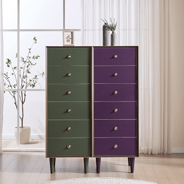 [헨지디자인] 플레르 6단 서랍장 2개 SET (그레이프+바질)
