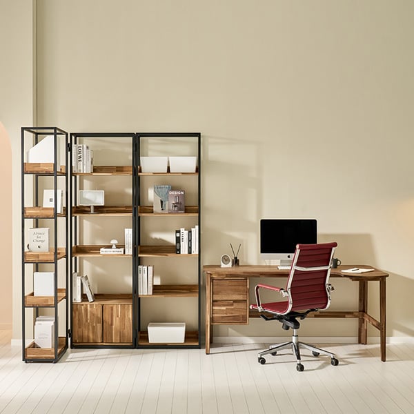 [헨지디자인] 베네토 원목 서재 set (책장3+책상1구성) (48개월)