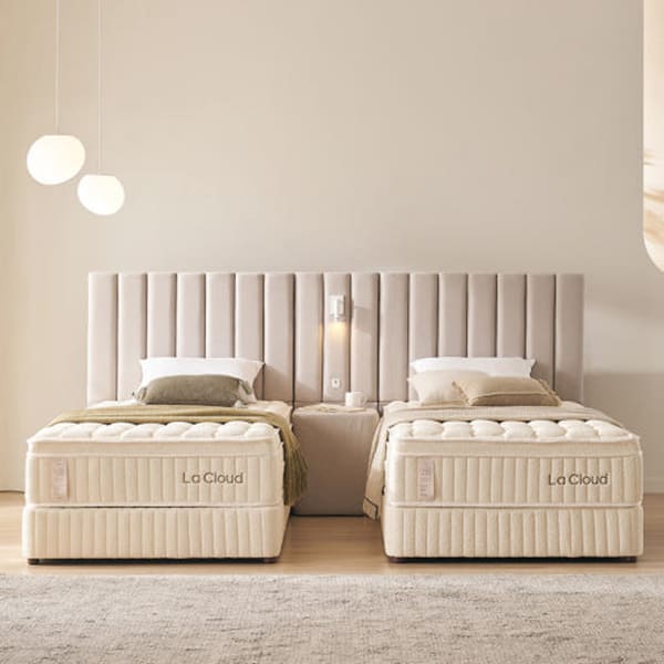 [라클라우드] 루즈노 프리미엄 침대 프레임+매트리스+패널 세트 (트윈) (라이트그레이)